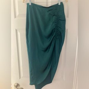 BB Dakota Teal Ruched Midi Skirt